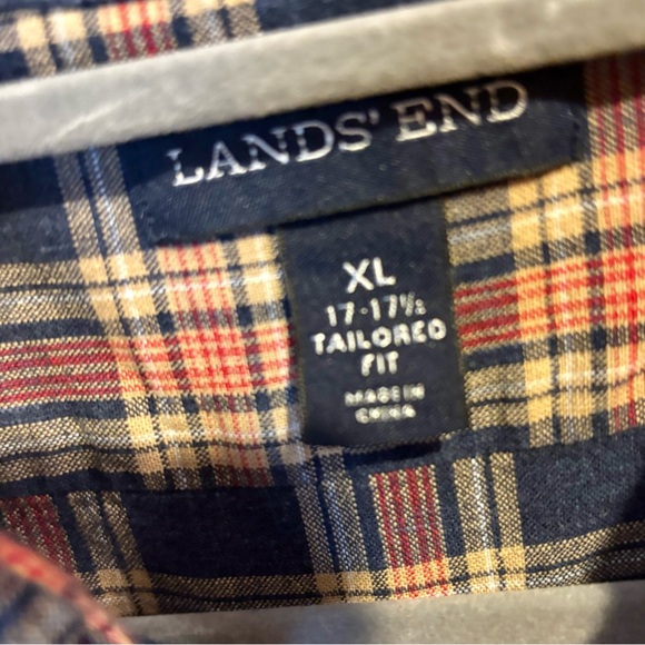 Lands’ End Tailored Fit Button-Down Shirt Plaid Men’s XL 17-17 1/2 Classic - Picture 3 of 6
